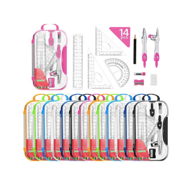 Math Drawing Set na may Bow Compass at Pencil Lead